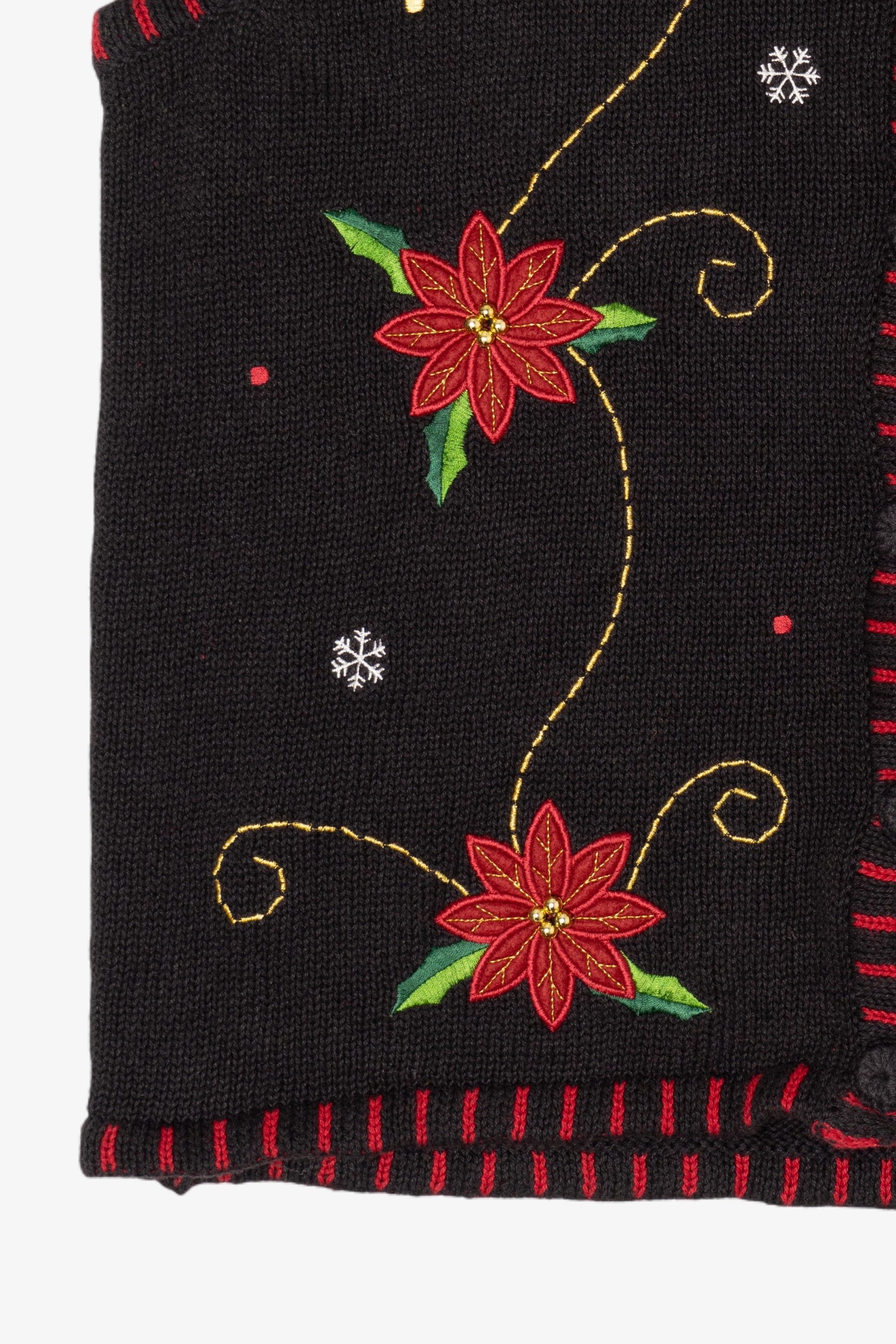 Vintage Black Holiday Editions Flowers Ugly Christmas Vest (2000s)