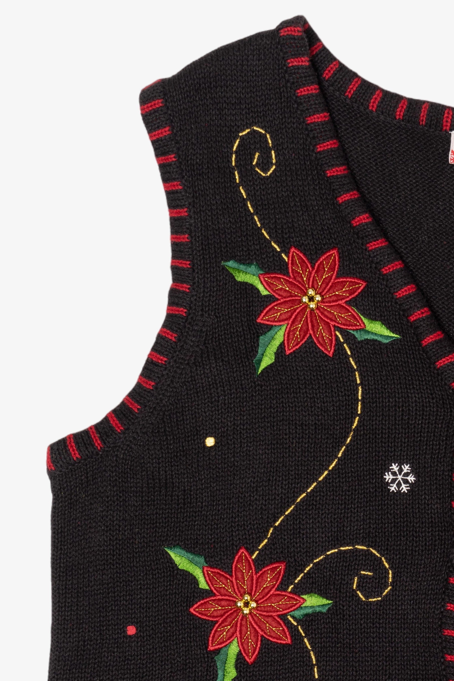 Vintage Black Holiday Editions Flowers Ugly Christmas Vest (2000s)