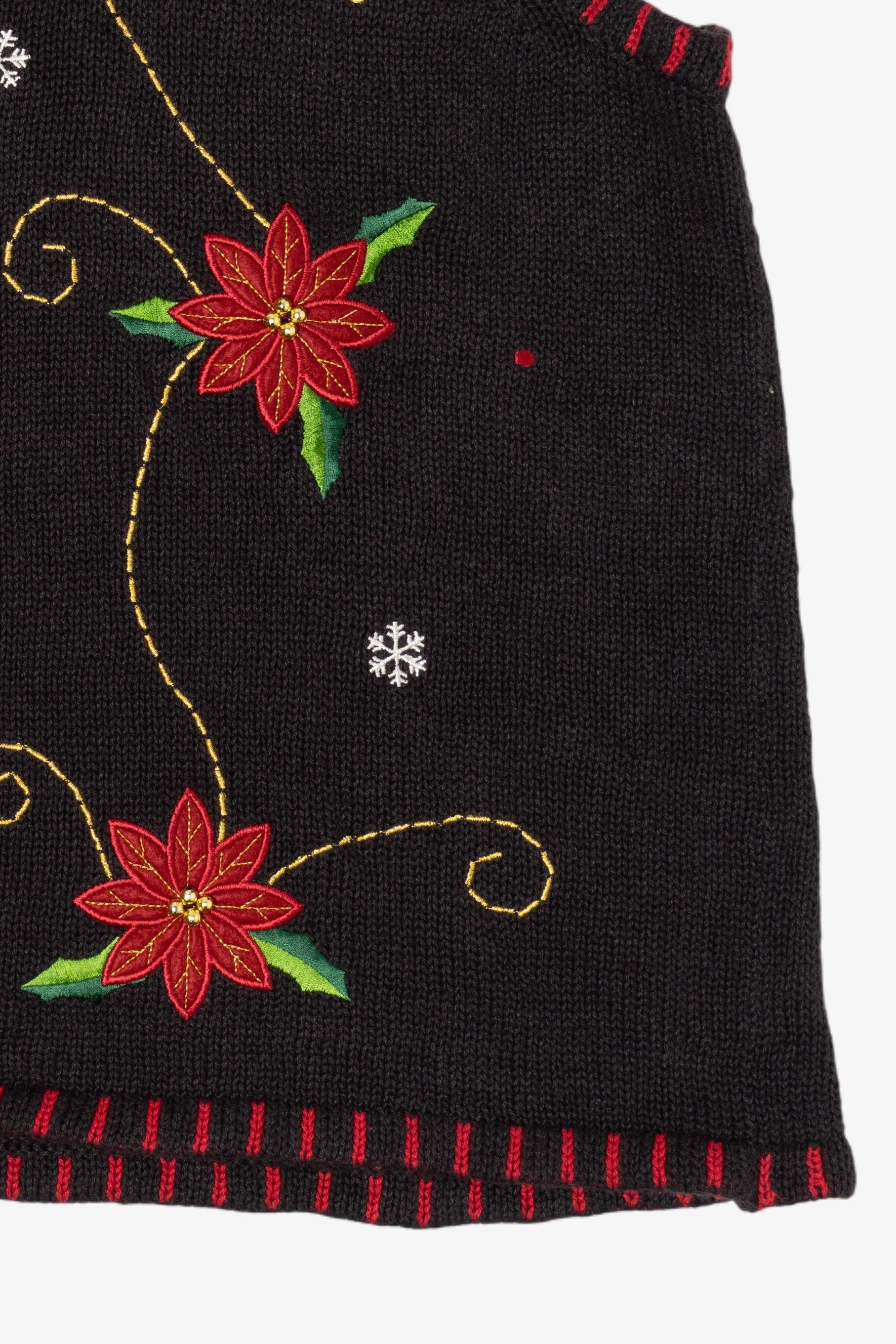 Vintage Black Holiday Editions Flowers Ugly Christmas Vest (2000s)