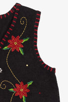 Vintage Black Holiday Editions Flowers Ugly Christmas Vest (2000s)