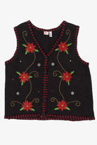 Vintage Black Holiday Editions Flowers Ugly Christmas Vest (2000s)