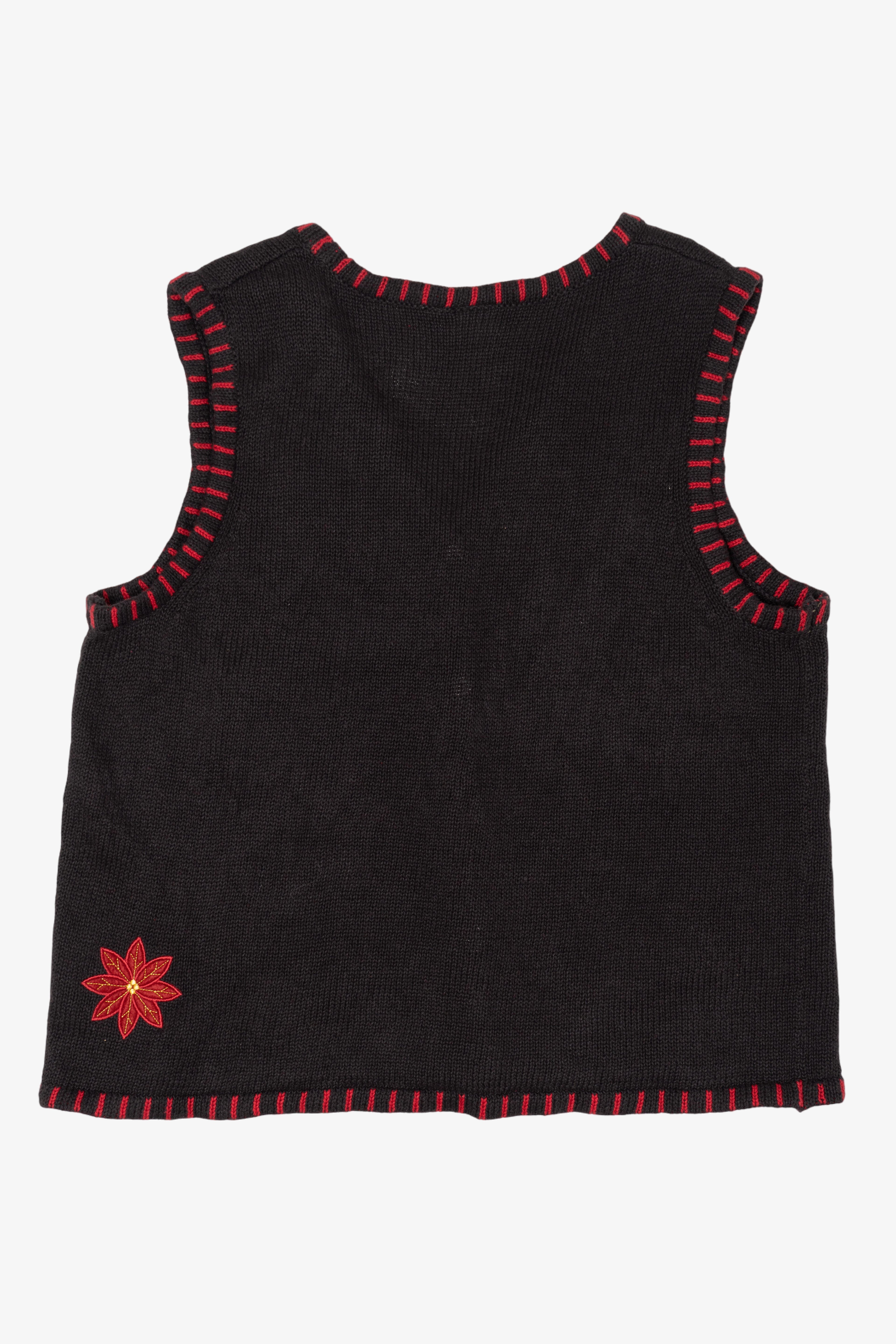 Vintage Black Holiday Editions Flowers Ugly Christmas Vest (2000s)