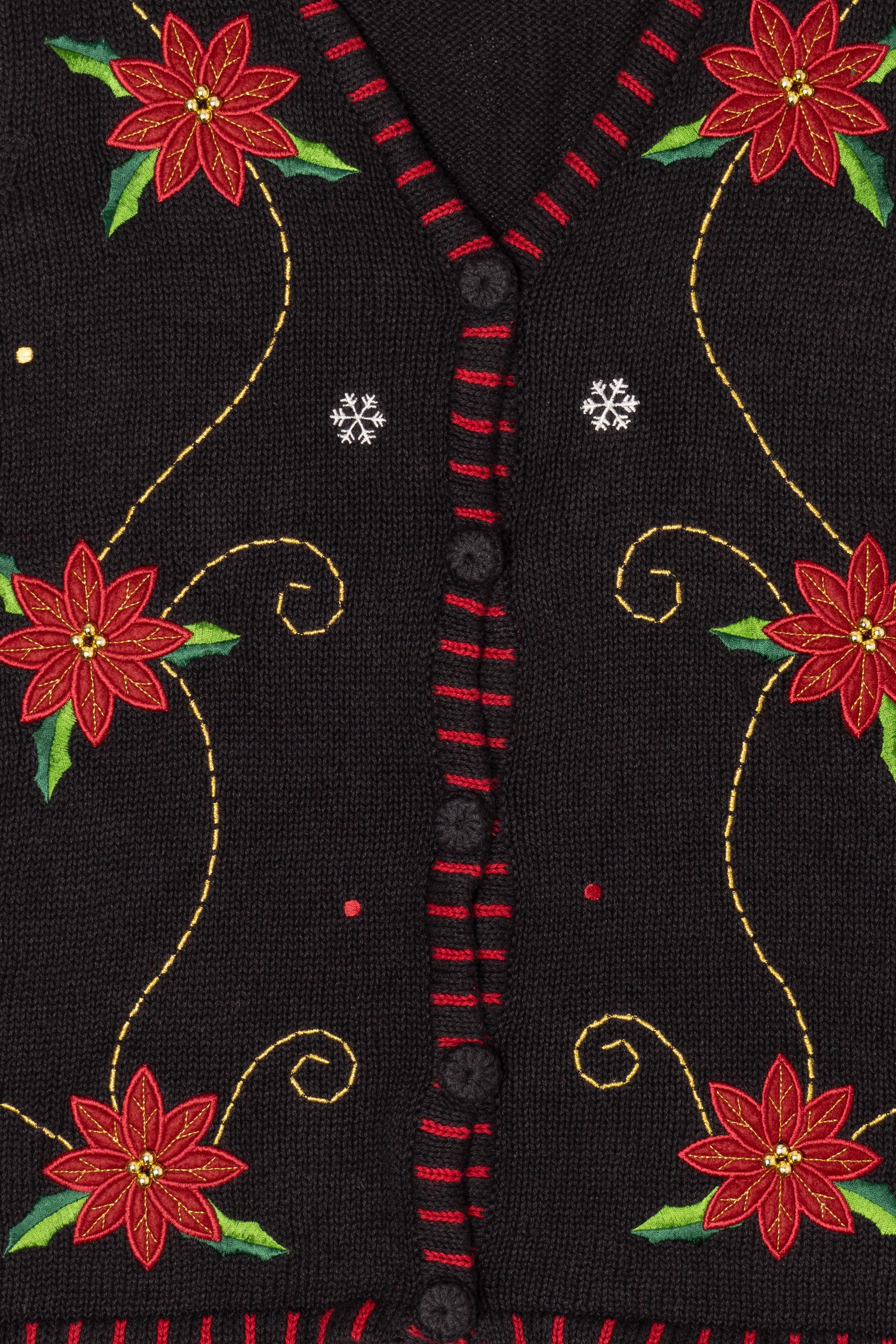 Vintage Black Holiday Editions Flowers Ugly Christmas Vest (2000s)
