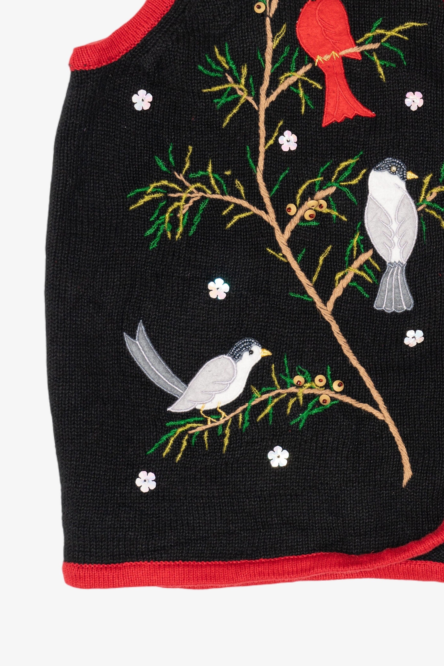 Vintage Black Designers Originals Birds Ugly Christmas Vest (2000s)