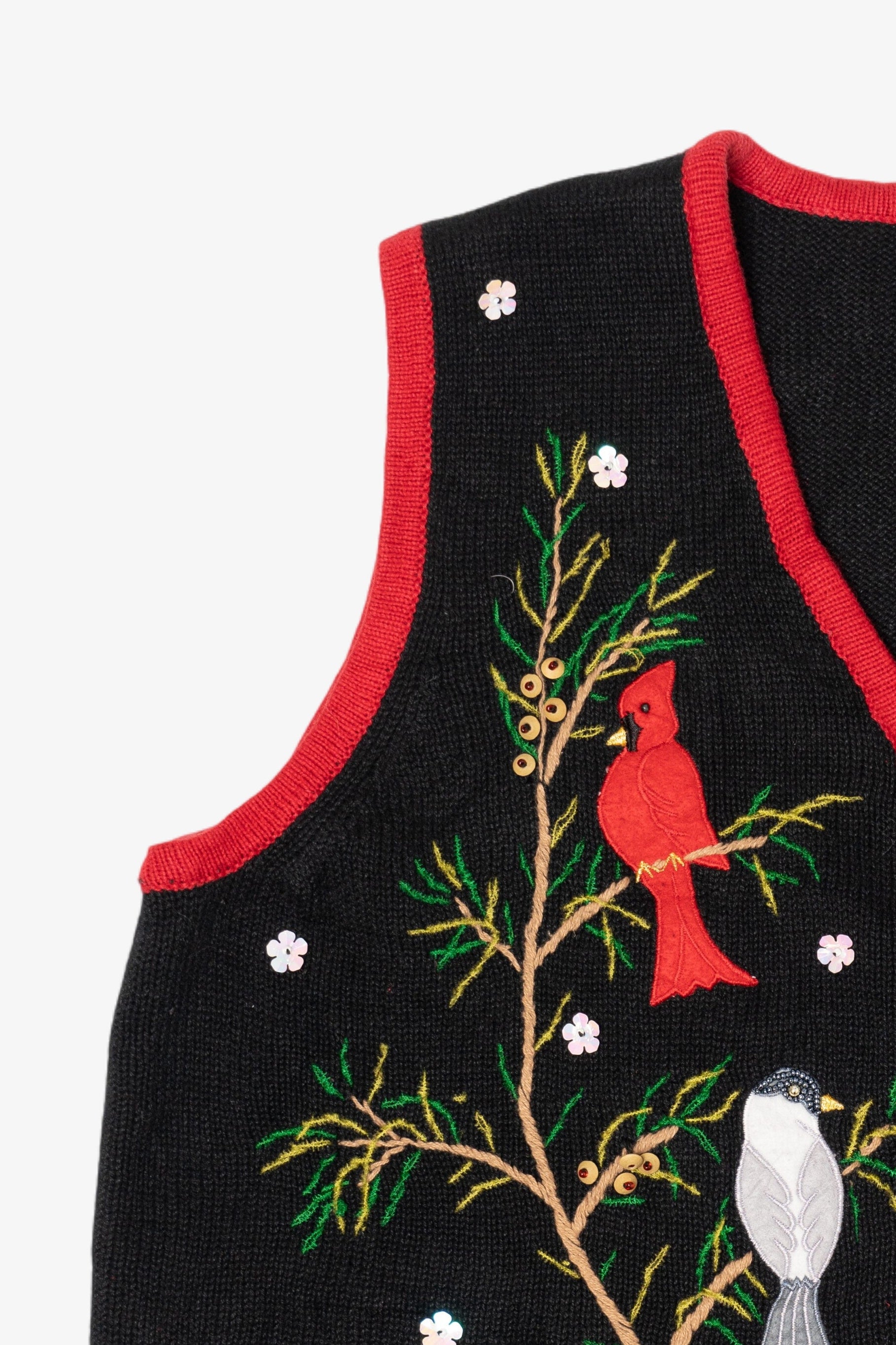 Vintage Black Designers Originals Birds Ugly Christmas Vest (2000s)