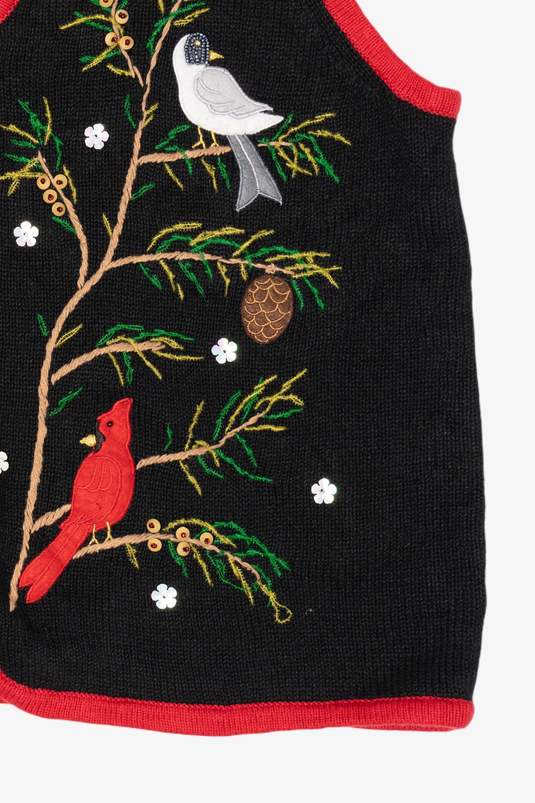 Vintage Black Designers Originals Birds Ugly Christmas Vest (2000s)