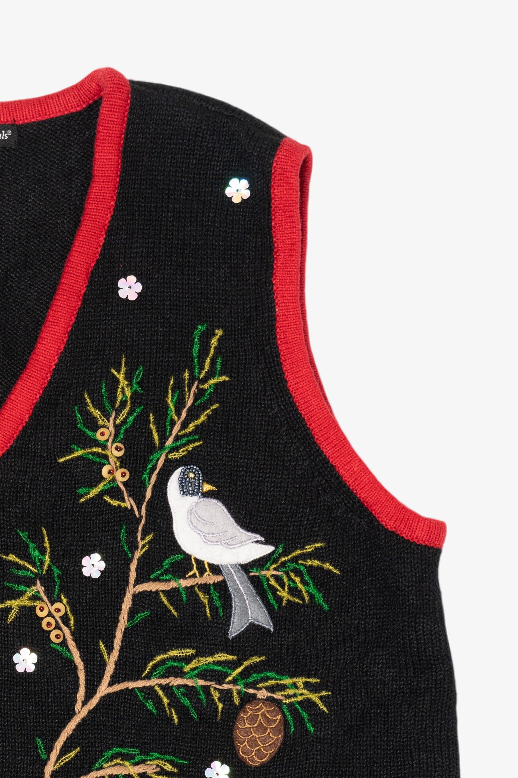 Vintage Black Designers Originals Birds Ugly Christmas Vest (2000s)
