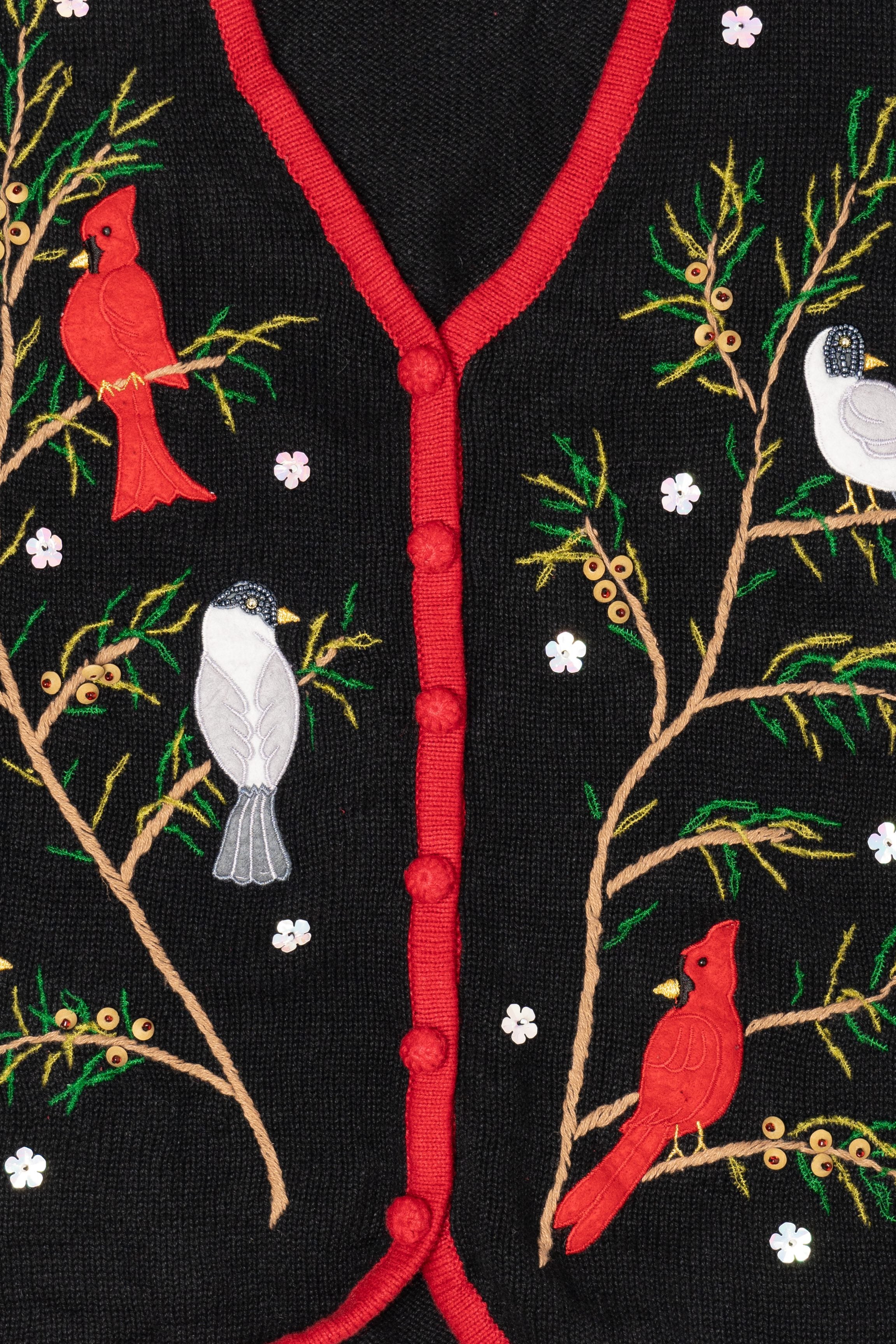 Vintage Black Designers Originals Birds Ugly Christmas Vest (2000s)
