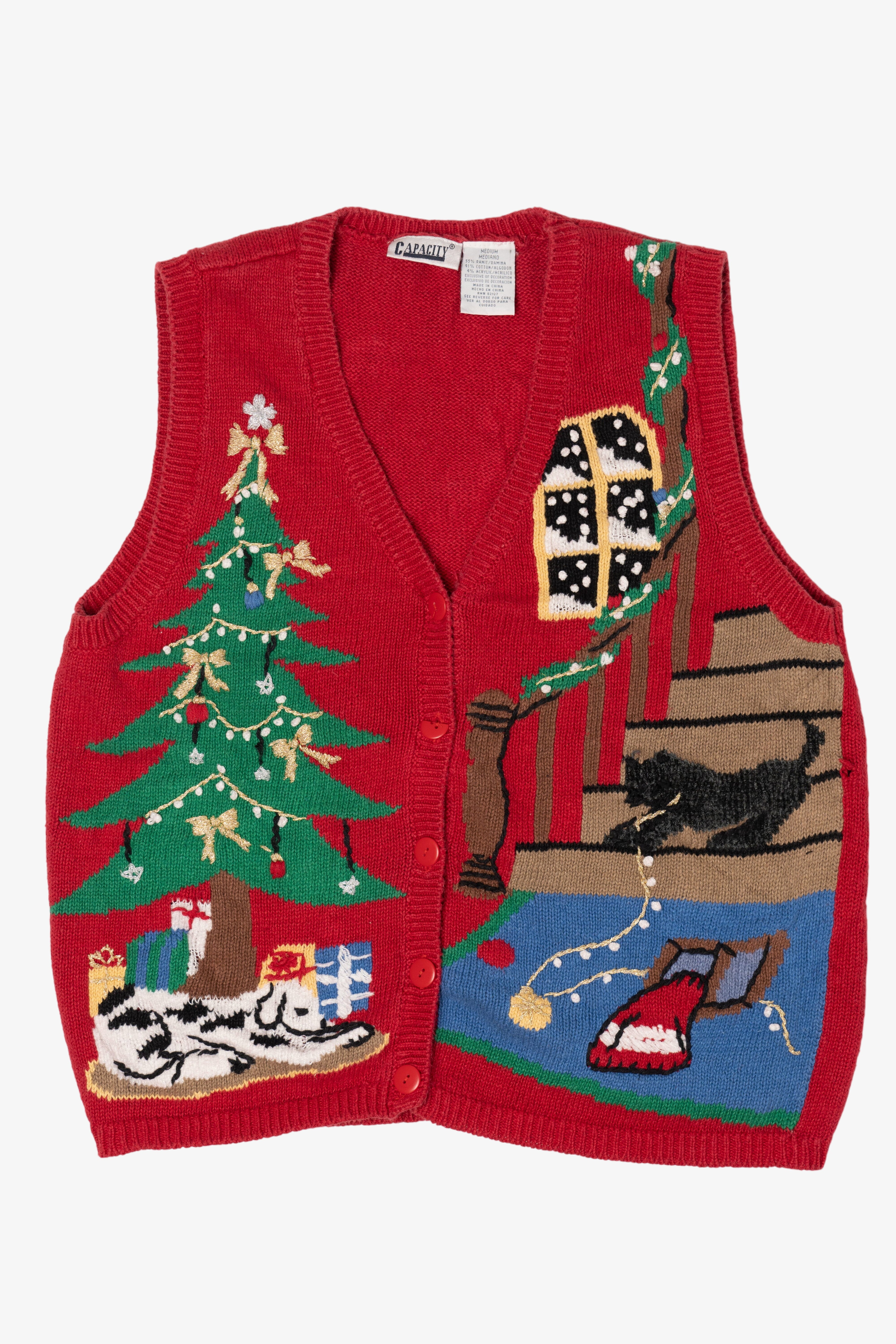 Vintage Red Capacity Ugly Christmas Vest (1990s)