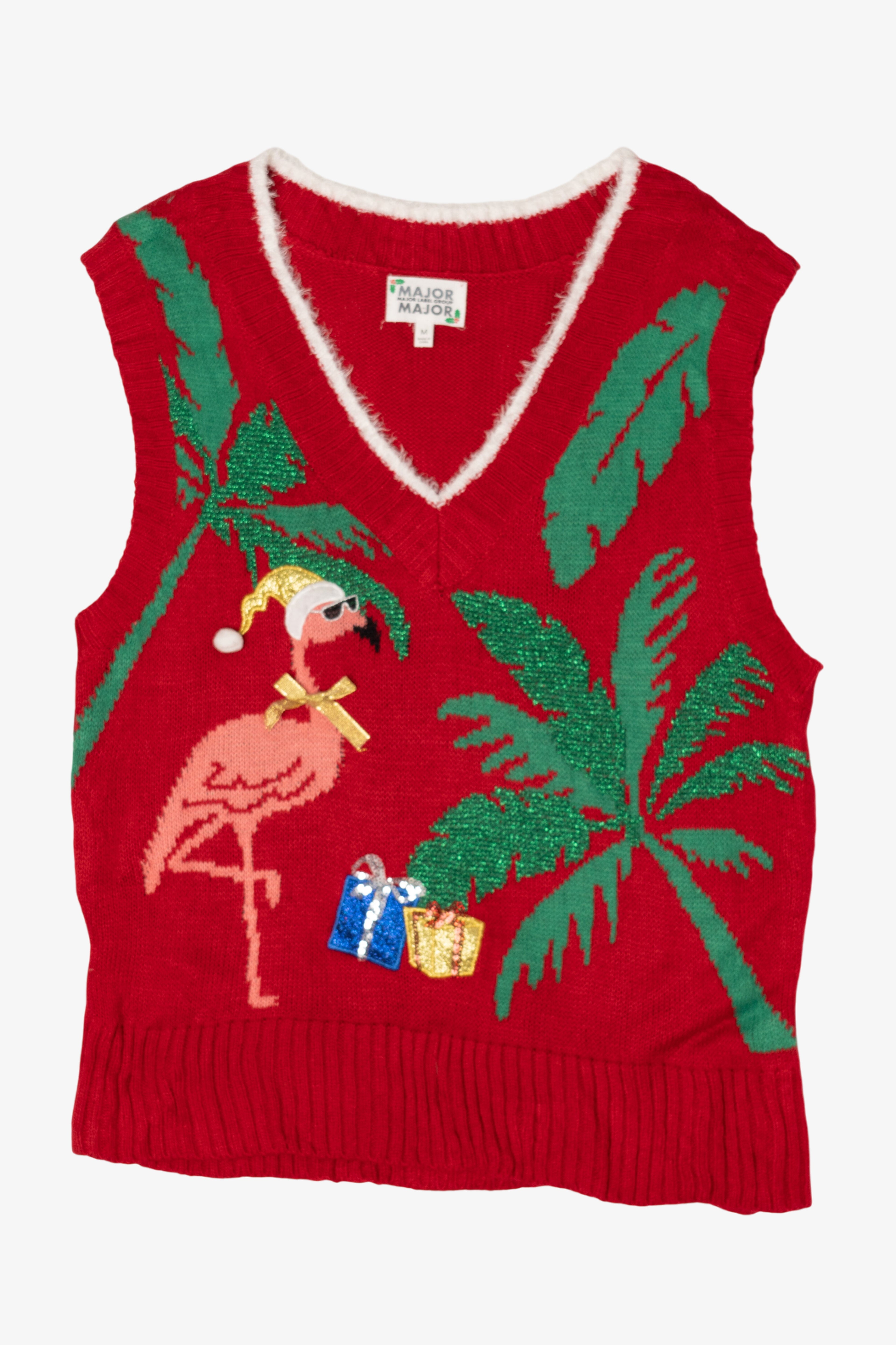 Modern Red Flamingo Ugly Christmas Vest (2010s)