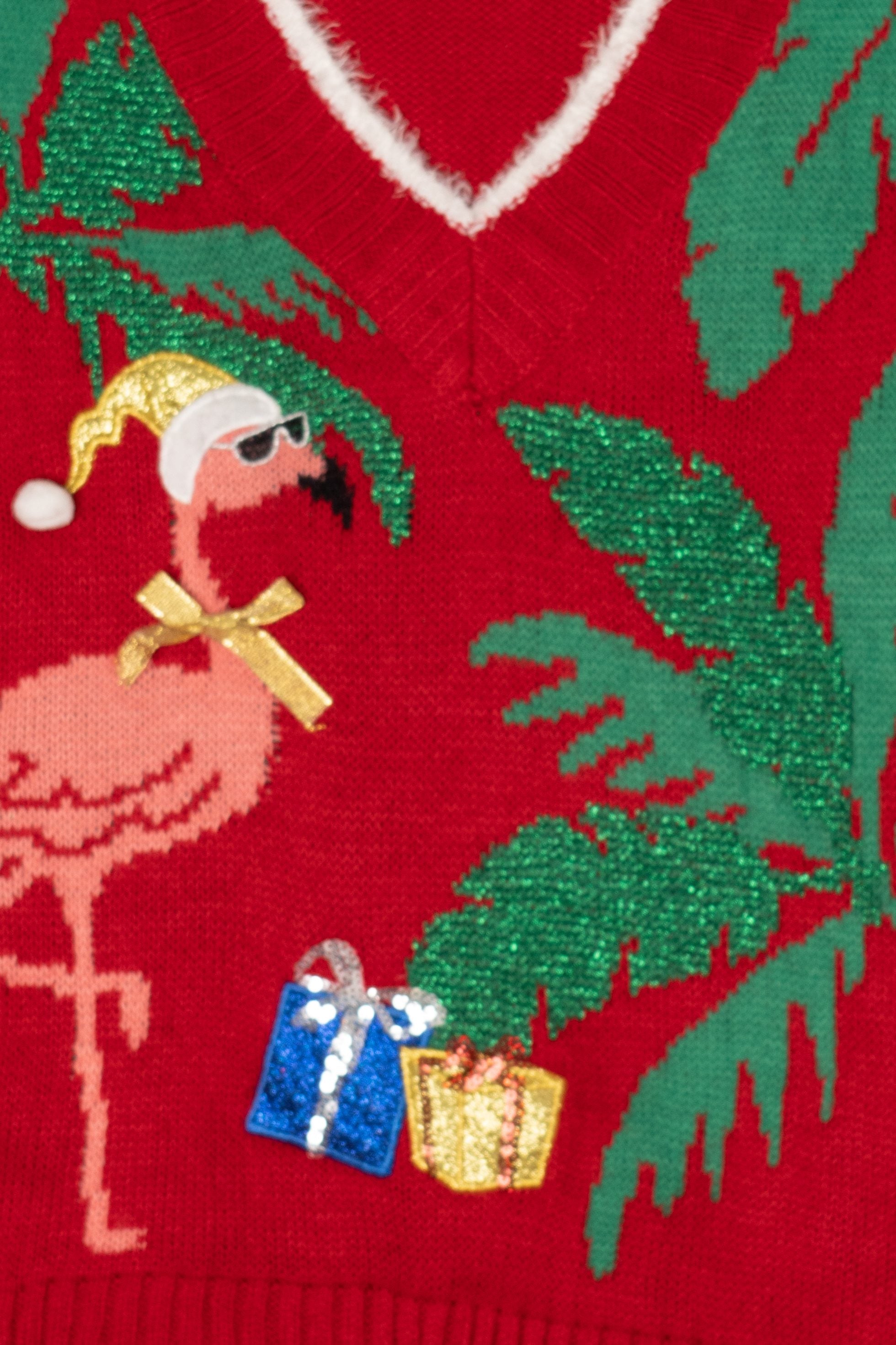 Modern Red Flamingo Ugly Christmas Vest (2010s)