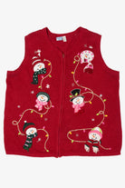 Vintage Red Holiday Editions Snowmen Ugly Christmas Vest (1990s)