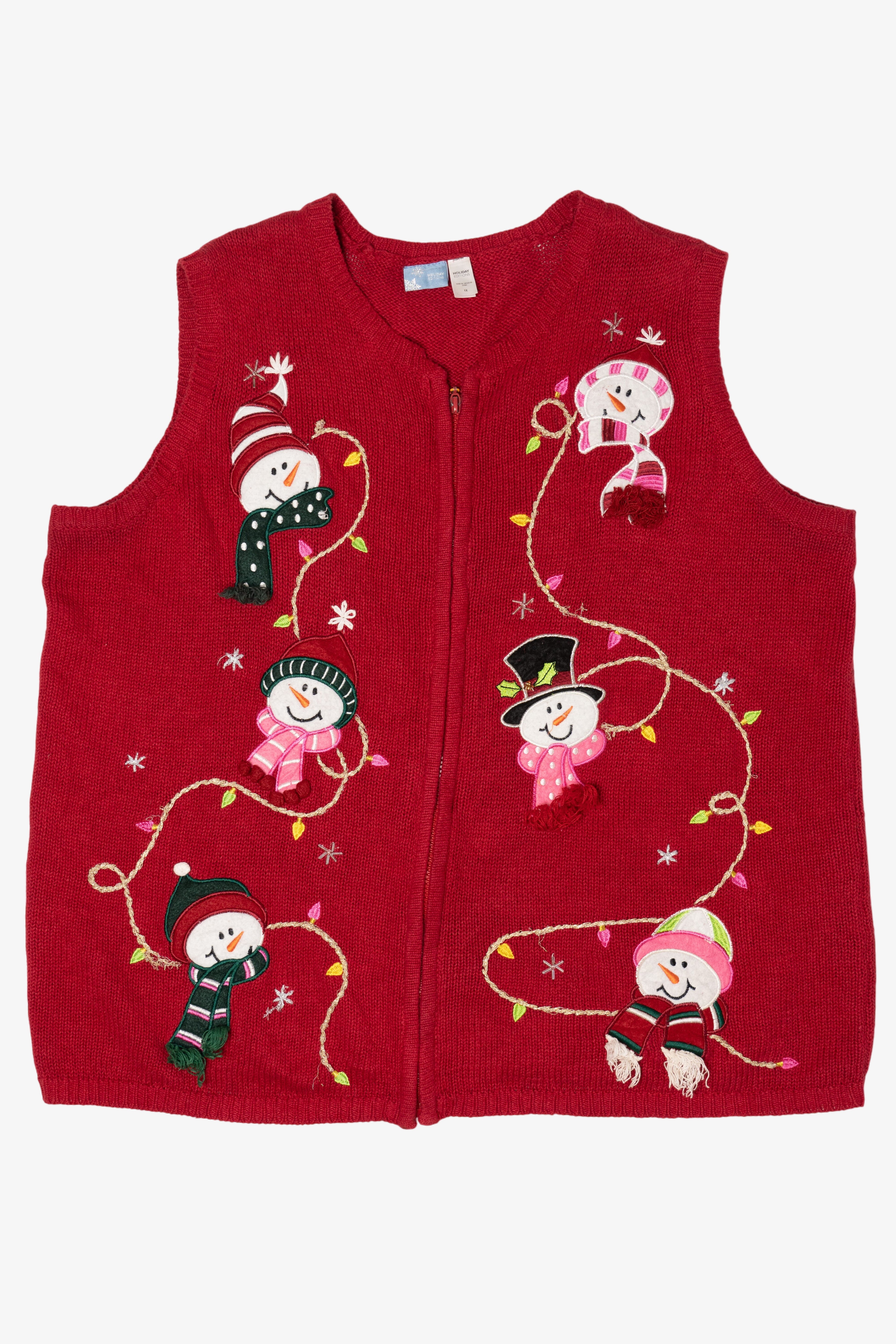 Vintage Red Holiday Editions Snowmen Ugly Christmas Vest (1990s)