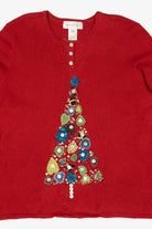 Vintage Y2k Lightweight Red Susan Bristol Tree Ugly Christmas Pullover (2000s)