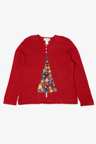 Vintage Y2k Lightweight Red Susan Bristol Tree Ugly Christmas Pullover (2000s)