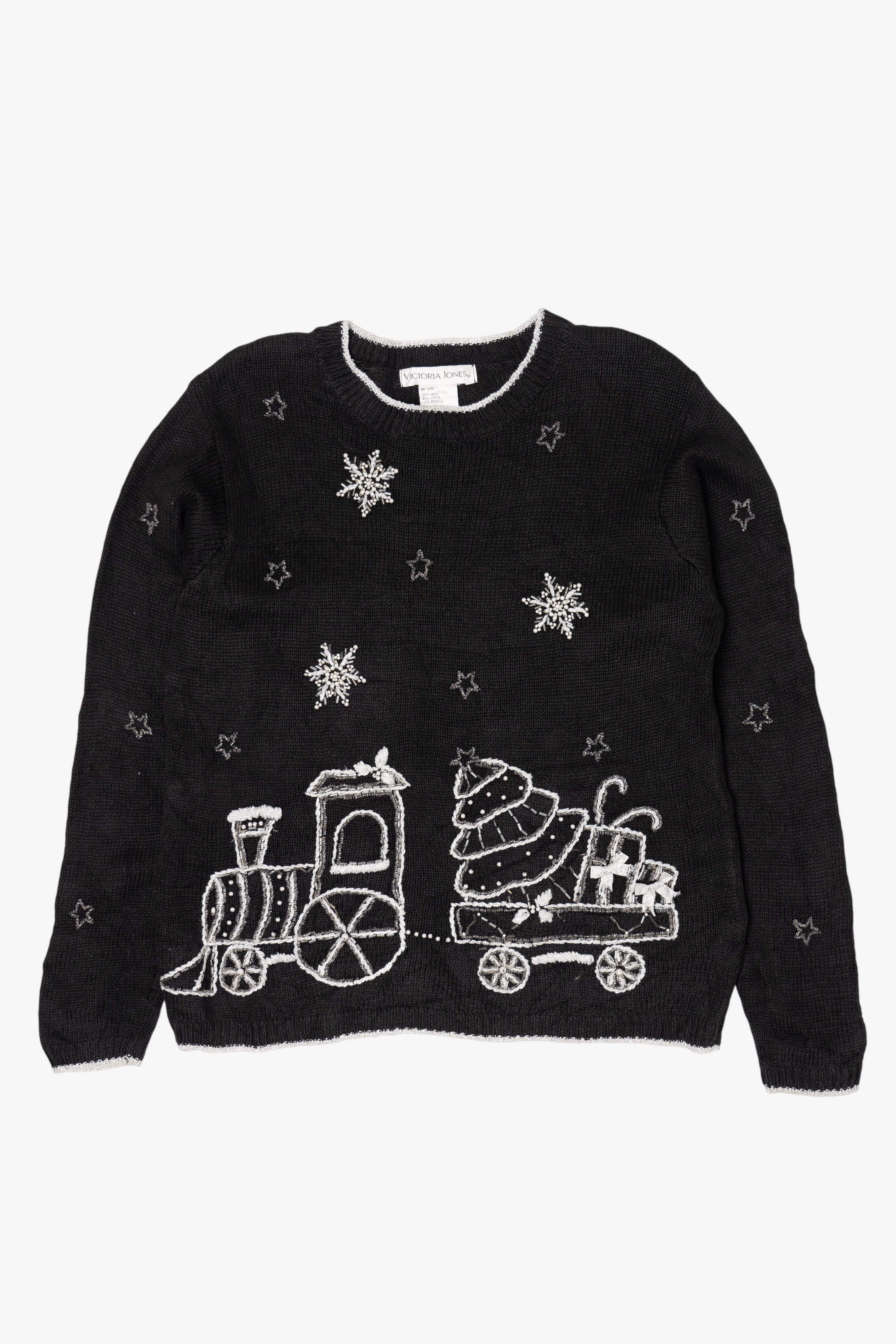 Vintage Black Victoria Jones Train Ugly Christmas Pullover (1990s)