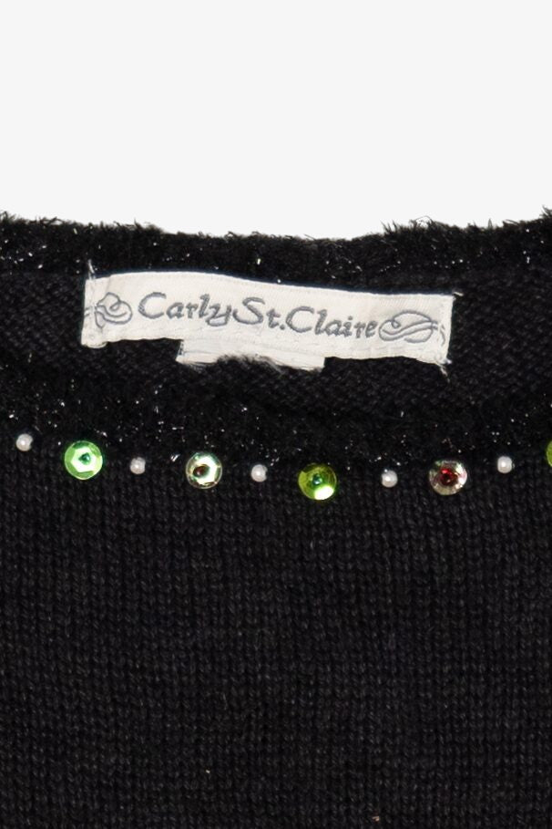 Vintage Black Carly St. Claire Present Tree Ugly Christmas Pullover (2000s)