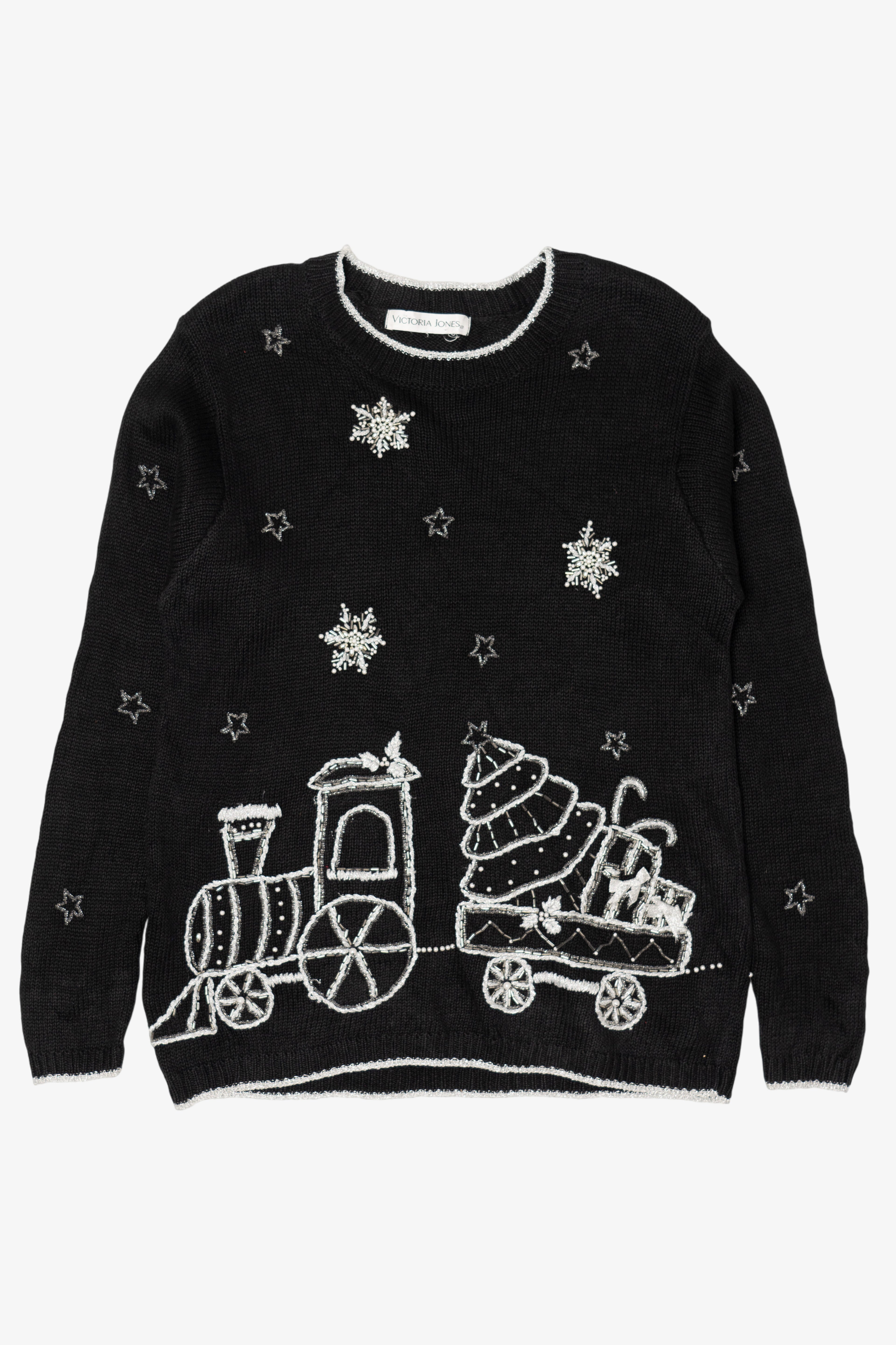 Vintage Black Victoria Jones Train Ugly Christmas Pullover (1990s)