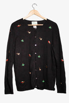 Vintage Black Reindeer Cardigan (1990s)