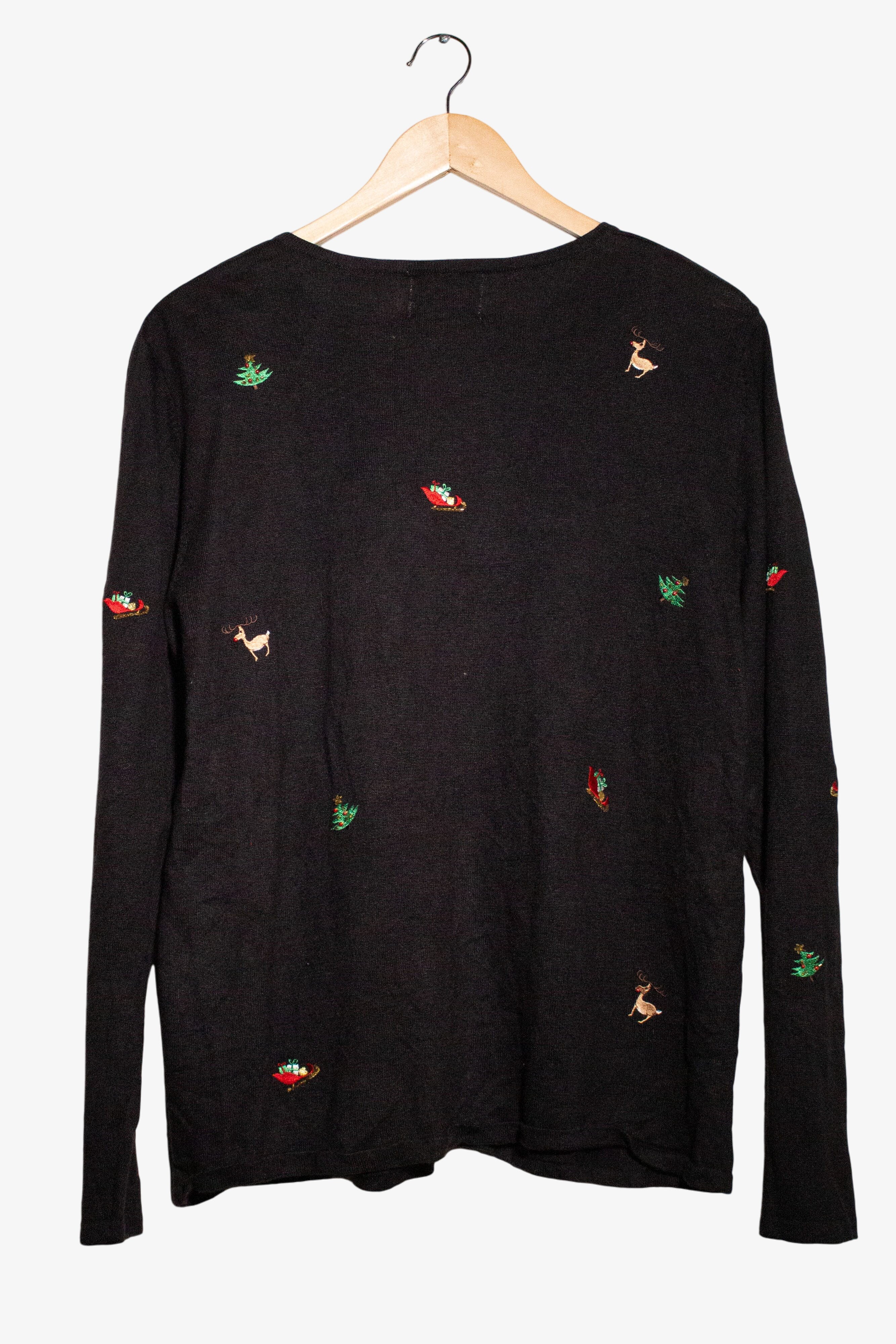 Vintage Black Reindeer Cardigan (1990s)