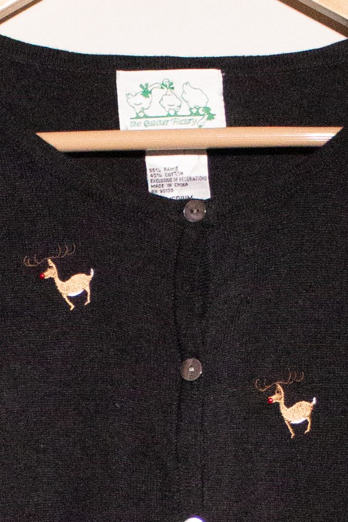 Vintage Black Reindeer Cardigan (1990s)