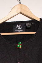 Vintage Black Sequin Gifts Christmas Cardigan (2000s)