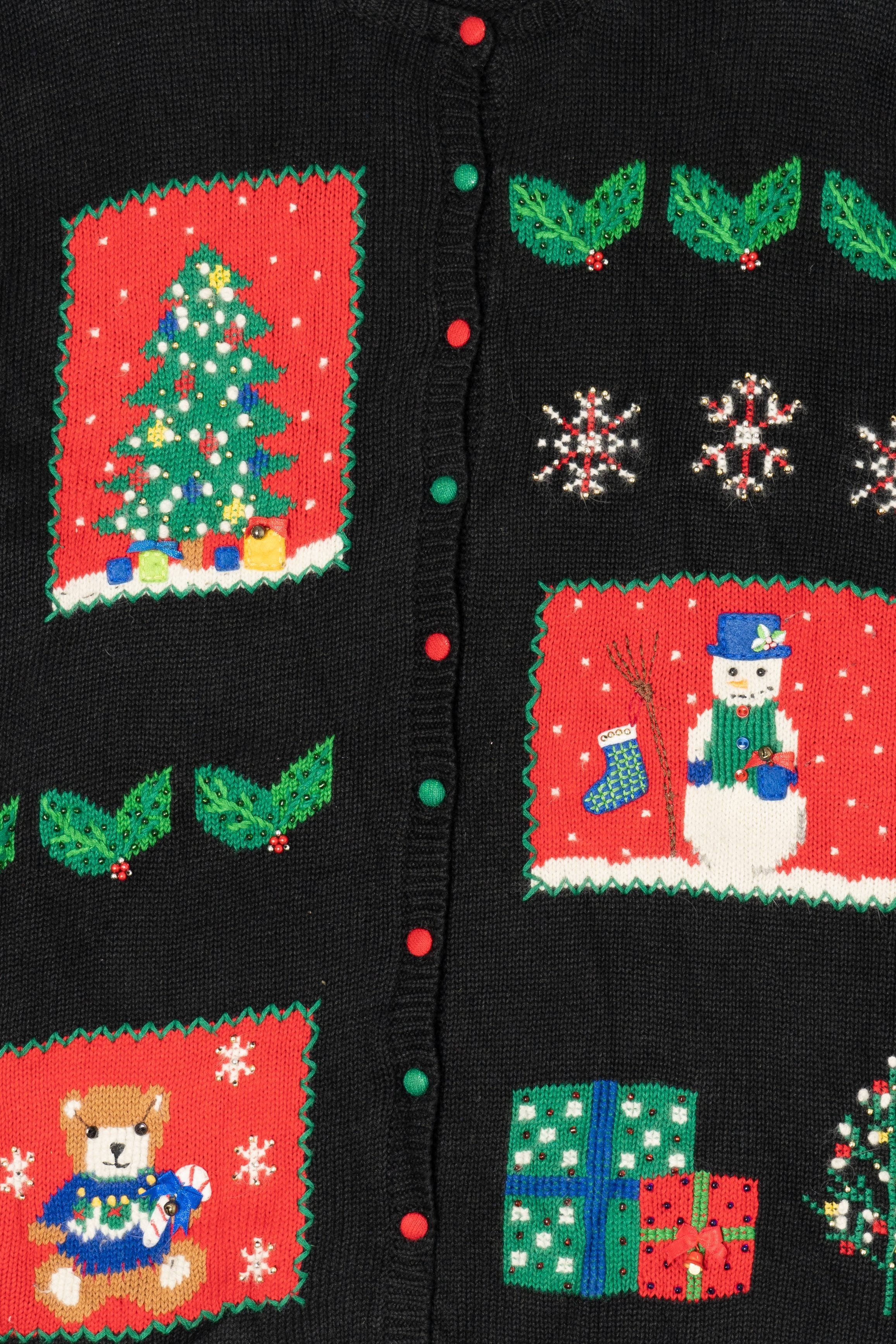 Vintage Black Ugly Christmas Cardigan (1990s)