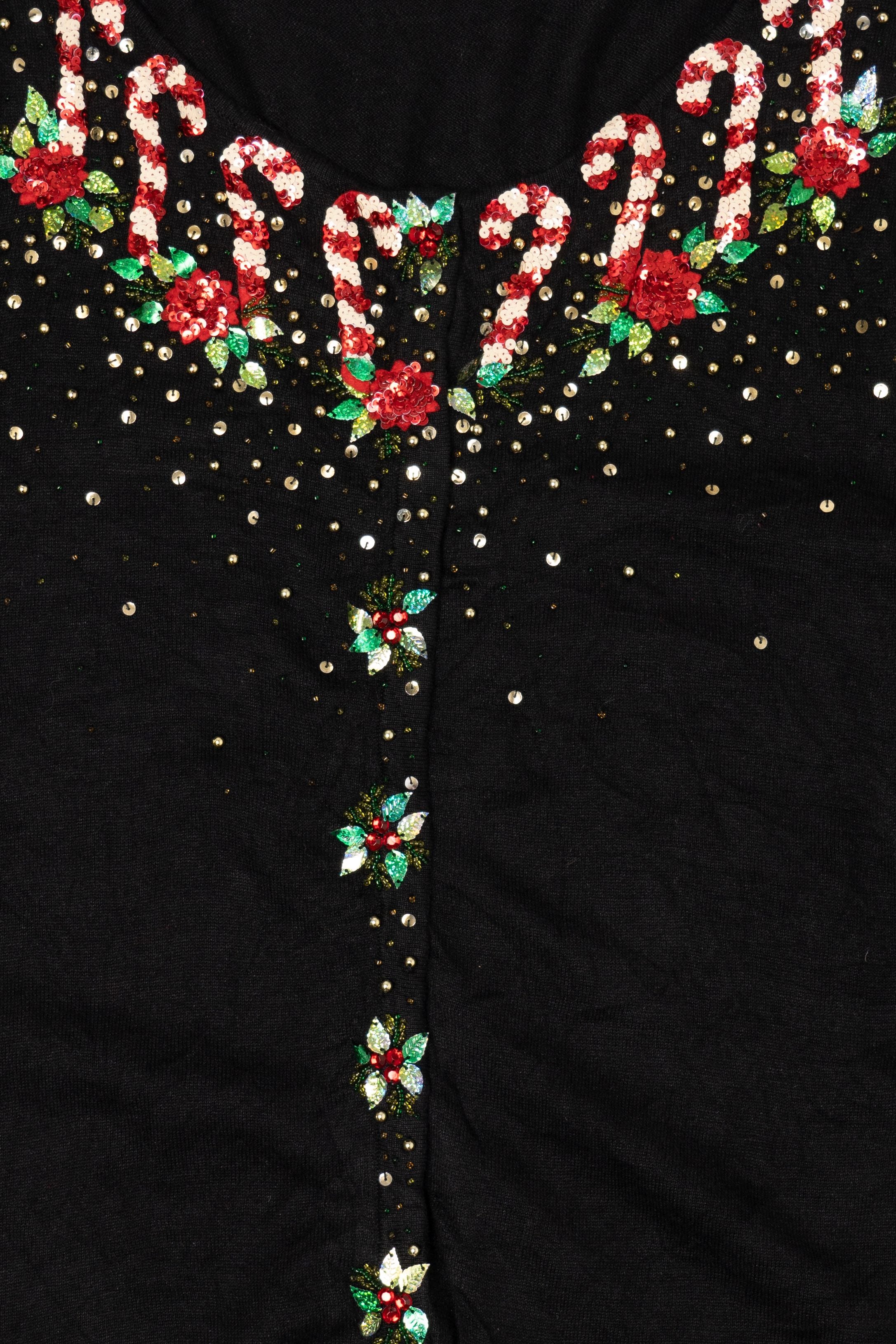 Vintage Lightweight Jack B. Quick Candy Canes Ugly Christmas Cardigan (2000s)