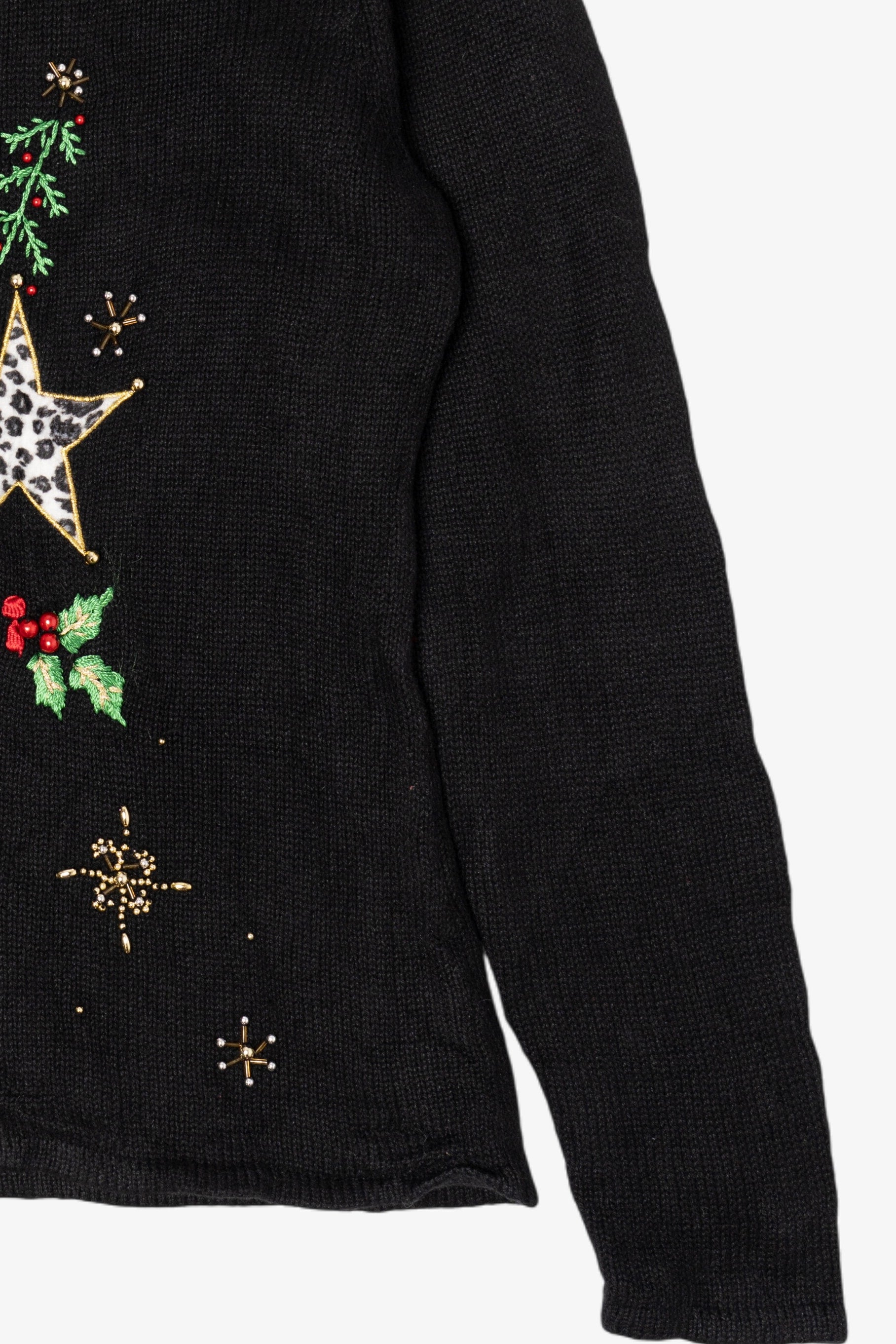 Vintage Y2k Lightweight Kikit Animal Print Stars Ugly Christmas Pullover (2000s)