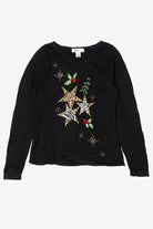 Vintage Y2k Lightweight Kikit Animal Print Stars Ugly Christmas Pullover (2000s)