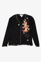 Vintage Y2k Lightweight Jack B. Quick Cowboy Boots Ugly Christmas Cardigan (2000s)