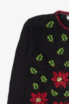 Vintage Black Crystal Kobe Flowers Ugly Christmas Cardigan (1990s)