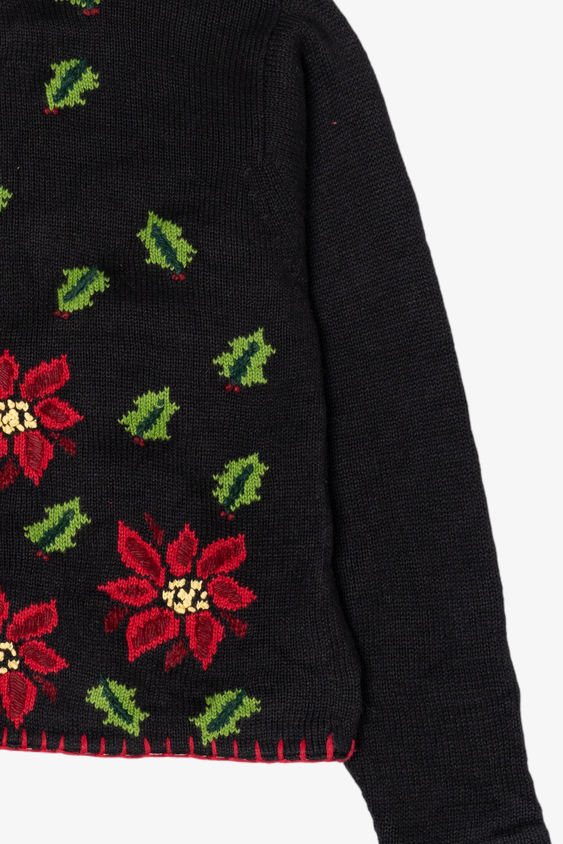 Vintage Black Crystal Kobe Flowers Ugly Christmas Cardigan (1990s)