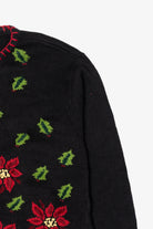 Vintage Black Crystal Kobe Flowers Ugly Christmas Cardigan (1990s)
