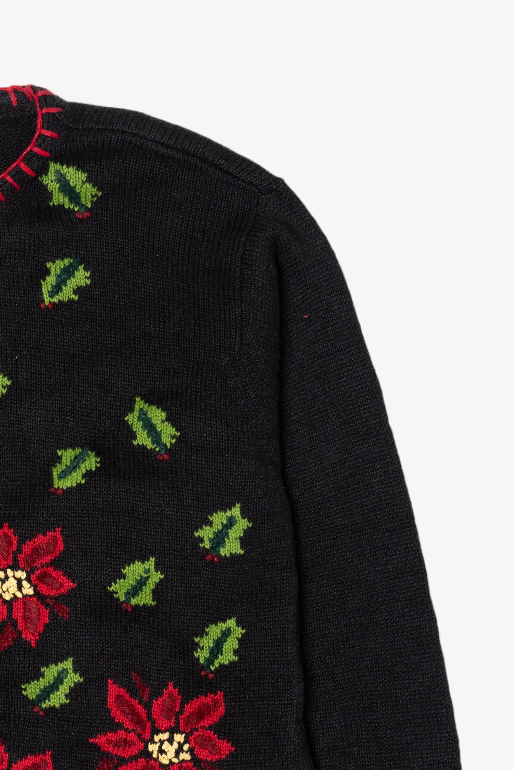 Vintage Black Crystal Kobe Flowers Ugly Christmas Cardigan (1990s)