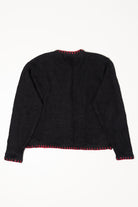 Vintage Black Crystal Kobe Flowers Ugly Christmas Cardigan (1990s)