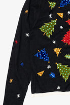Vintage Black All Points Trees Ugly Christmas Cardigan (1990s)