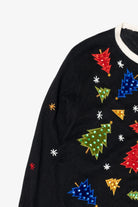 Vintage Black All Points Trees Ugly Christmas Cardigan (1990s)