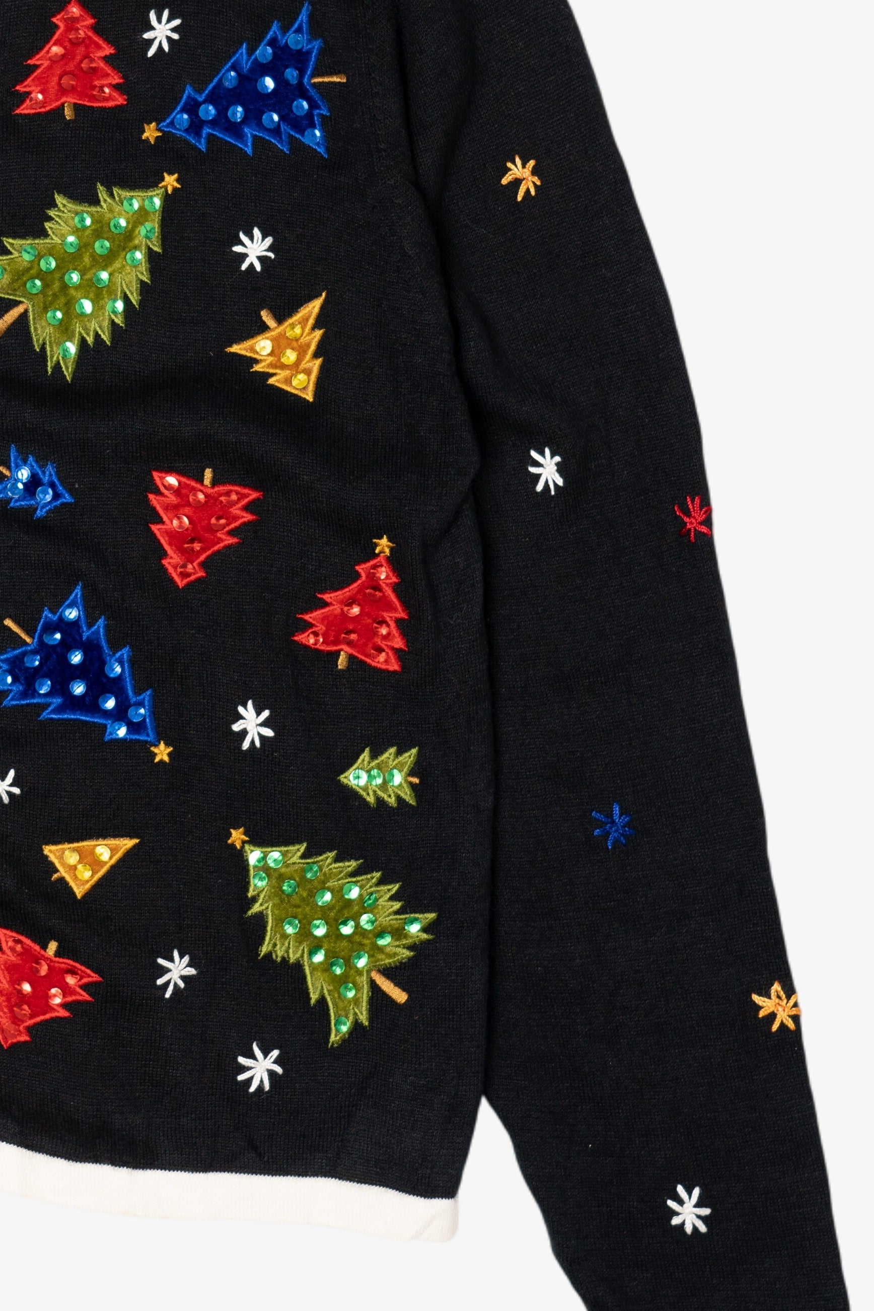 Vintage Black All Points Trees Ugly Christmas Cardigan (1990s)