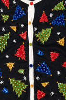 Vintage Black All Points Trees Ugly Christmas Cardigan (1990s)