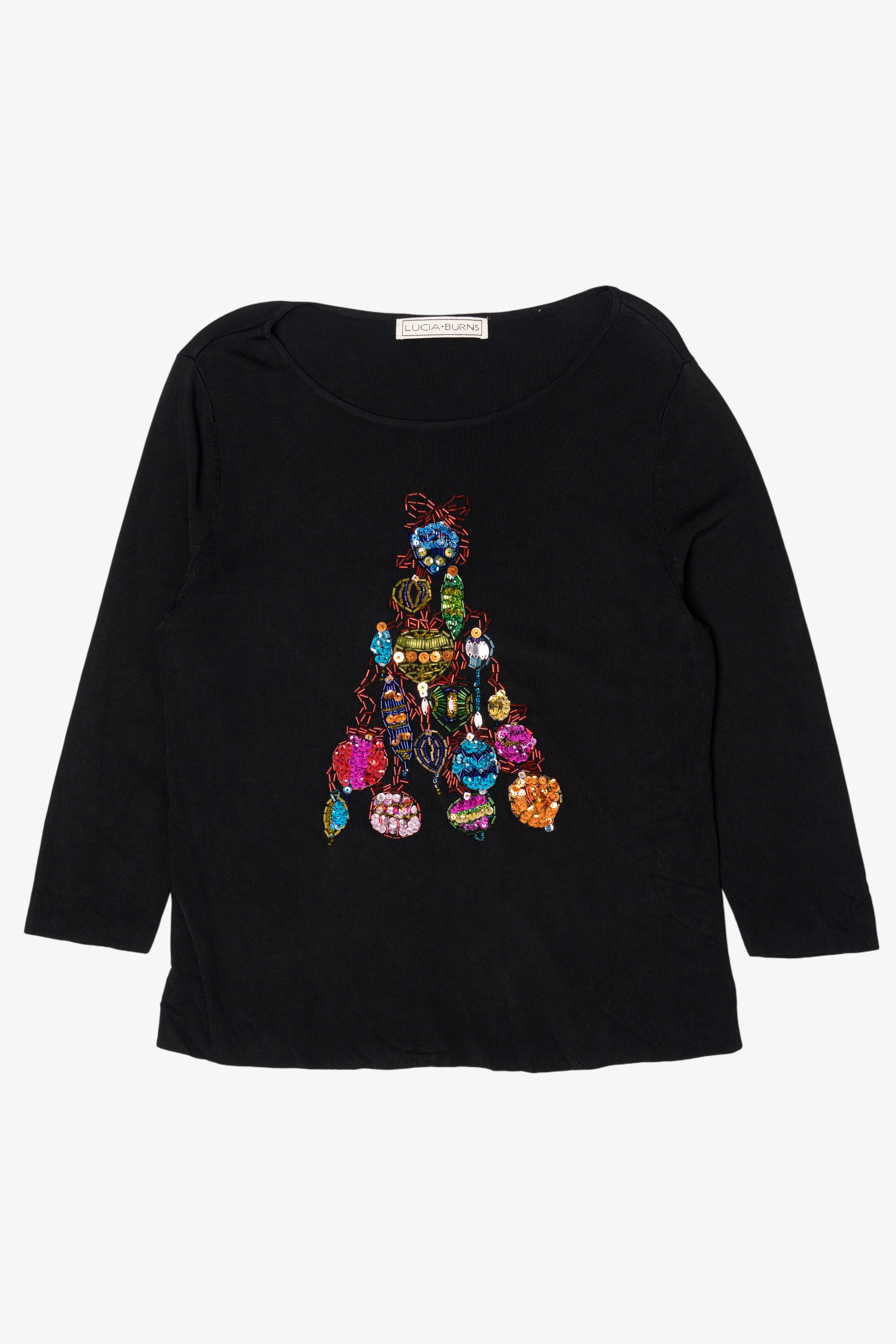 Vintage Black Lucia Burns Ornament Tree Ugly Christmas Pullover (2000s)