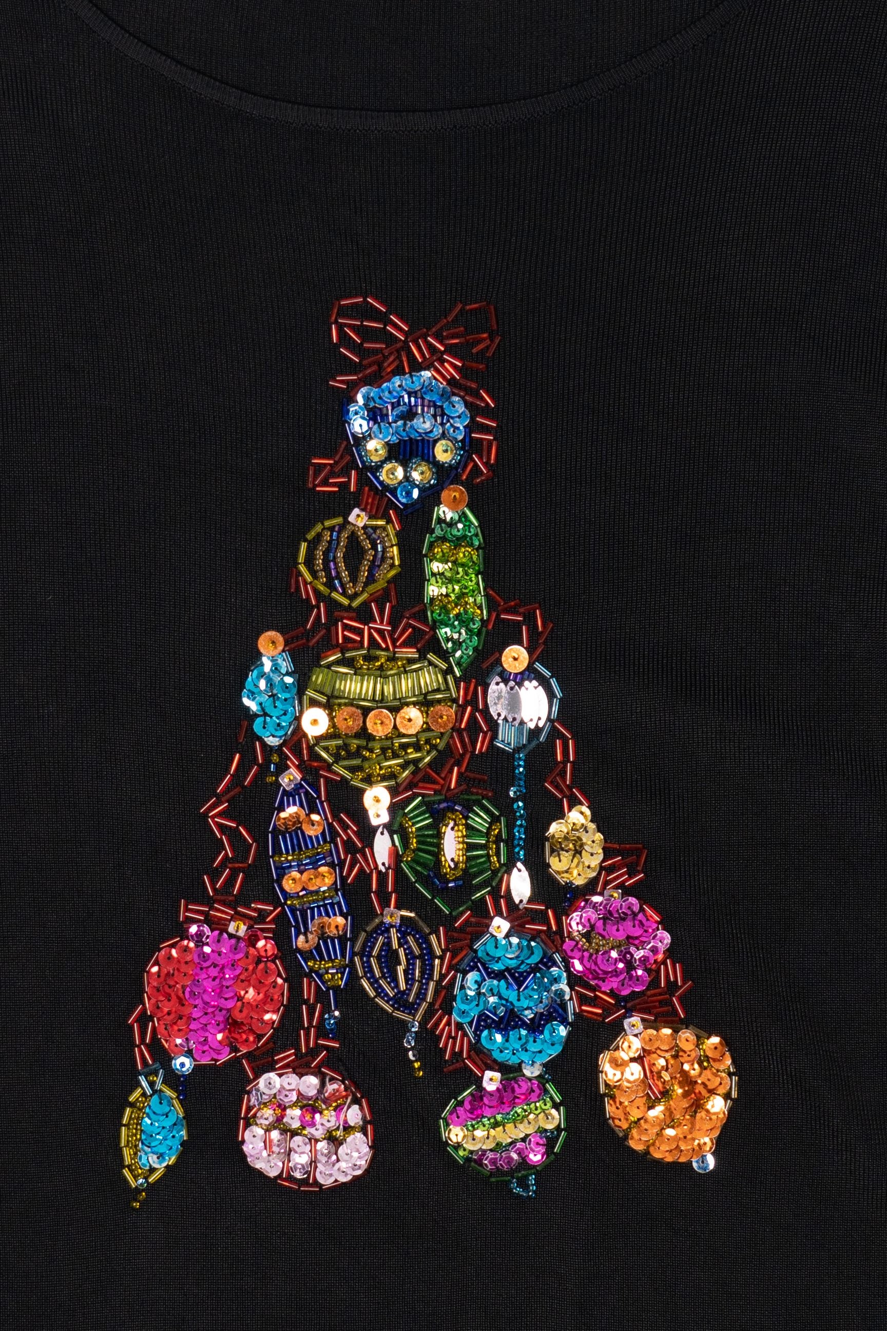 Vintage Black Lucia Burns Ornament Tree Ugly Christmas Pullover (2000s)