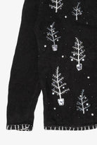 Vintage Black Basic Editions Trees Ugly Christmas Cardigan (1990s)