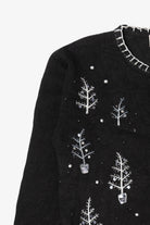 Vintage Black Basic Editions Trees Ugly Christmas Cardigan (1990s)