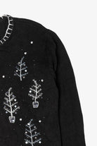Vintage Black Basic Editions Trees Ugly Christmas Cardigan (1990s)