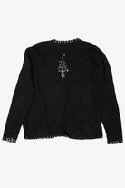 Vintage Black Basic Editions Trees Ugly Christmas Cardigan (1990s)