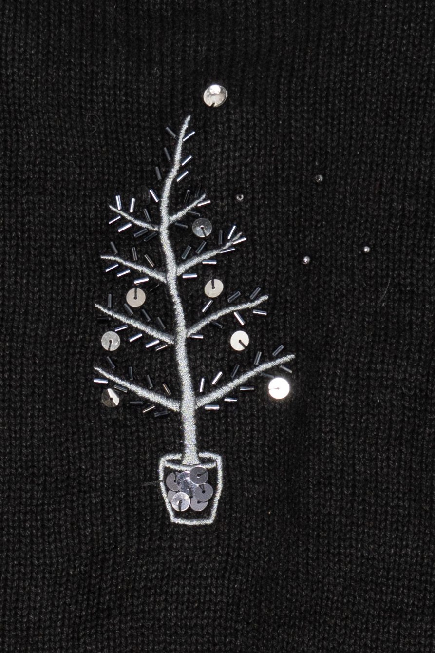 Vintage Black Basic Editions Trees Ugly Christmas Cardigan (1990s)