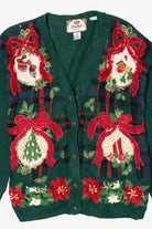 Vintage Green Tiara Ugly Christmas Cardigan (1990s)