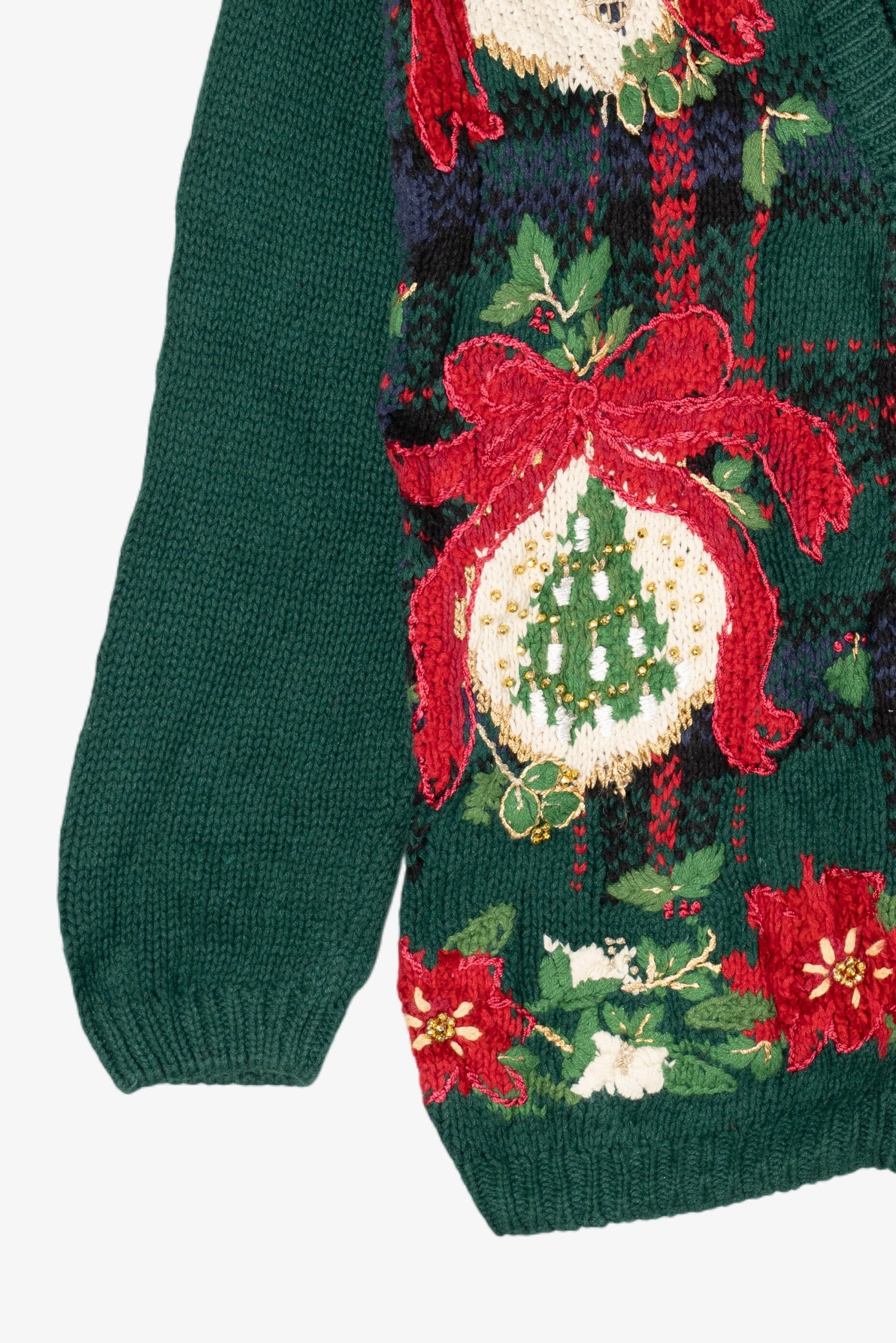 Vintage Green Tiara Ugly Christmas Cardigan (1990s)