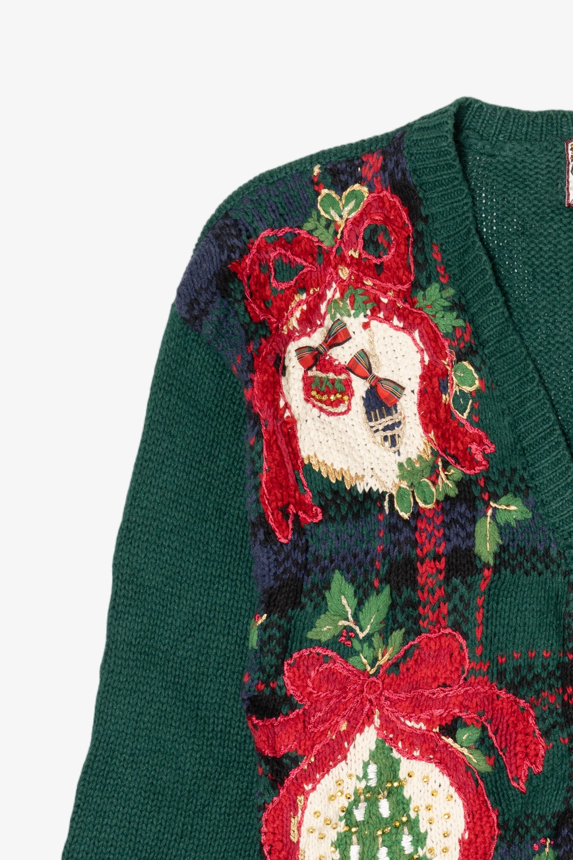 Vintage Green Tiara Ugly Christmas Cardigan (1990s)
